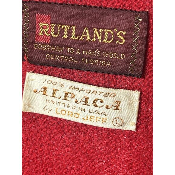 Rutlands Lord Jeff Vintage 100% Alpaca Red Cardigan Sweater Men’s L.      Z - Picture 5 of 5